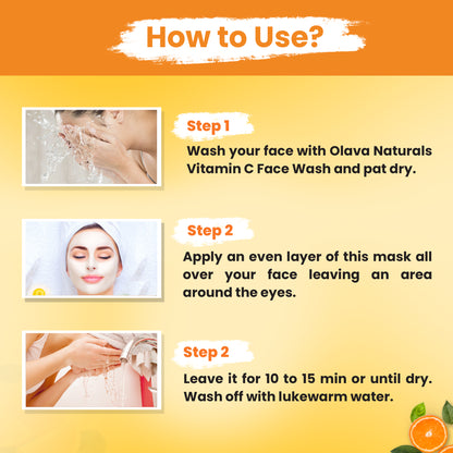 Vitamin C Face Mask for Glowing Skin - Skin Brightening Face Mask with kaolin Clay for all skin types