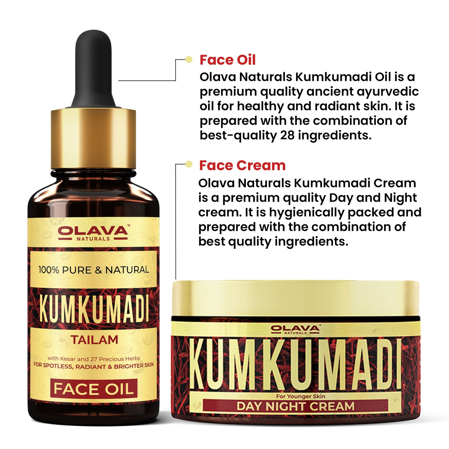 Kumkumadi Combo Pack for Brighter Skin - Best for Anti-Aging