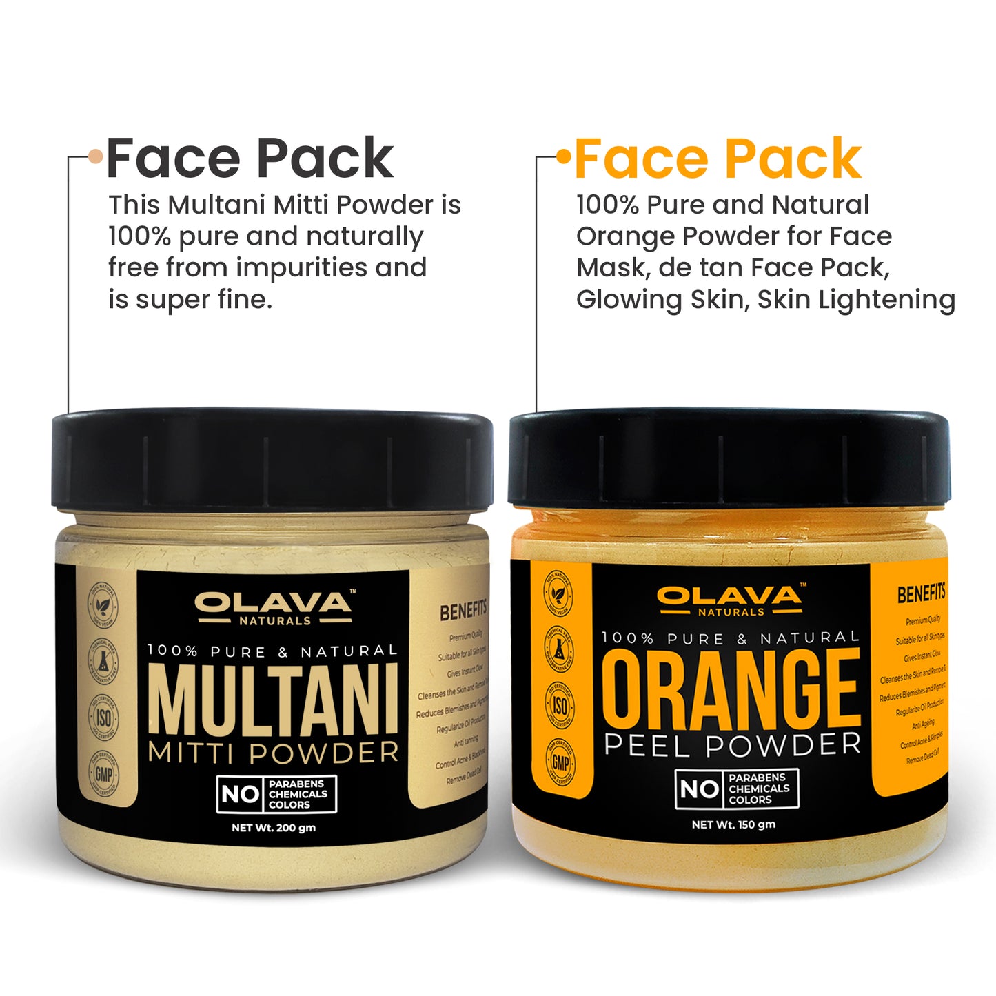 Clear and TAN-FREE Skin Pack - Multani Mitti and Orange Peel Powder Combo Pack