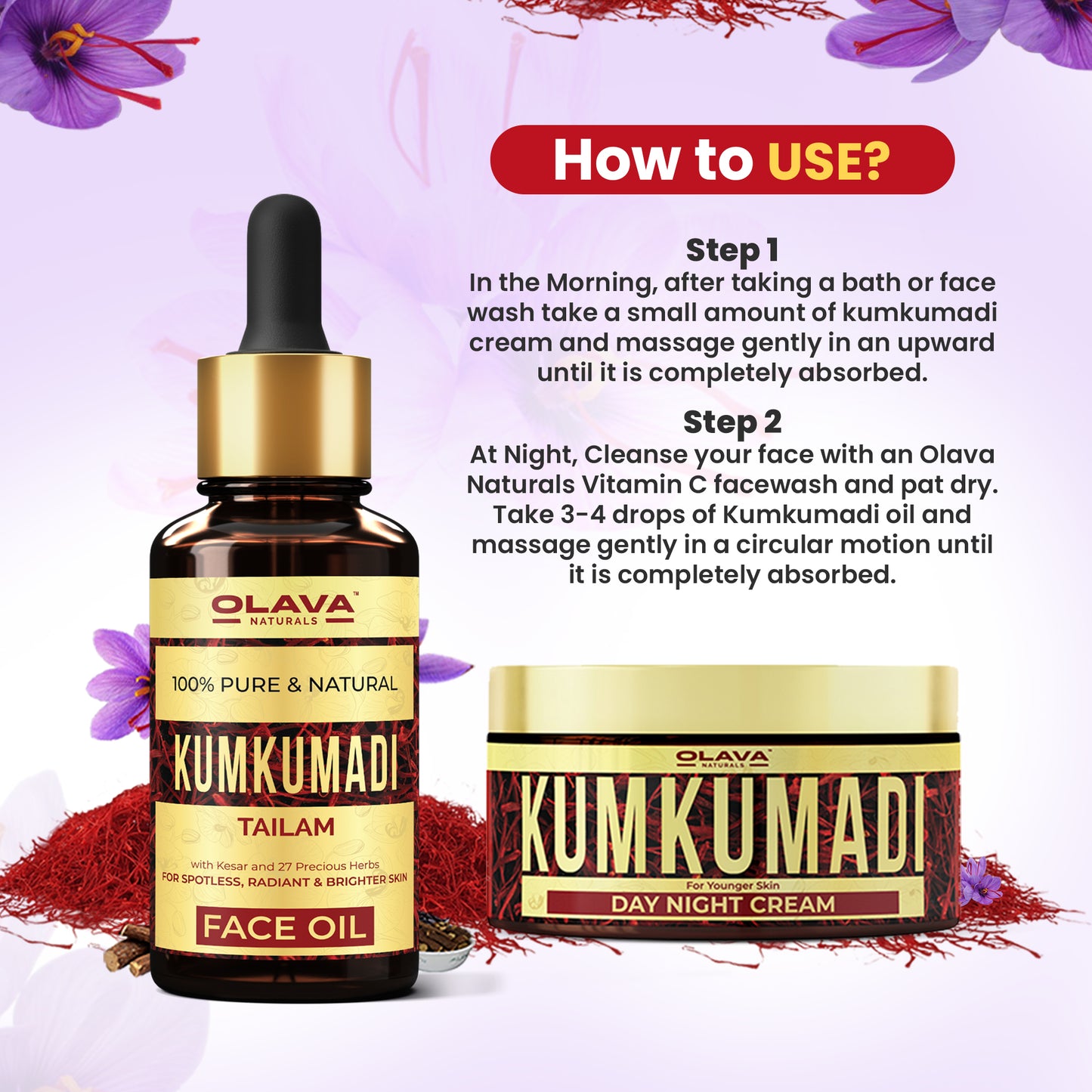 Kumkumadi Combo Pack for Brighter Skin - Best for Anti-Aging
