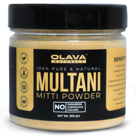 Olava Naturals Multani Mitti Powder for Face Pack - Pure Bentonite Clay - Fuller's Earth - 200 gm