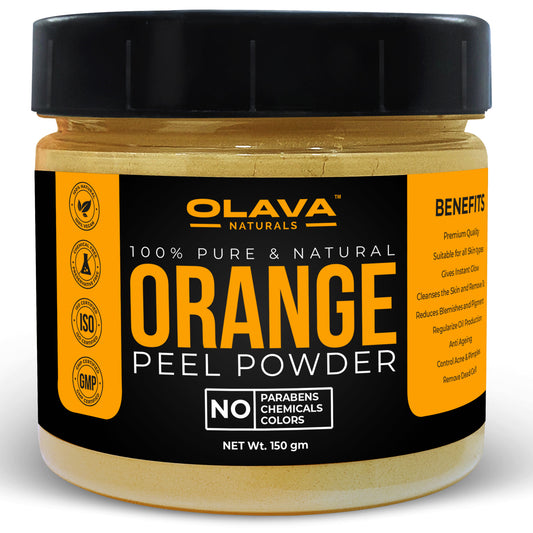 Olava Naturals Orange Peel Powder for Skin - 100% Pure and Natural Orange Powder for Face Mask, de tan Face Pack, Glowing Skin, Skin Lightening - 150g